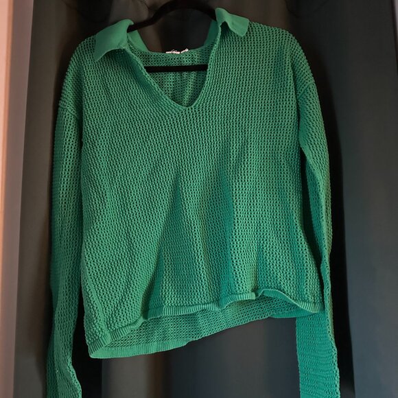 GAP mesh Knit Green collard sweater - Picture 3 of 6